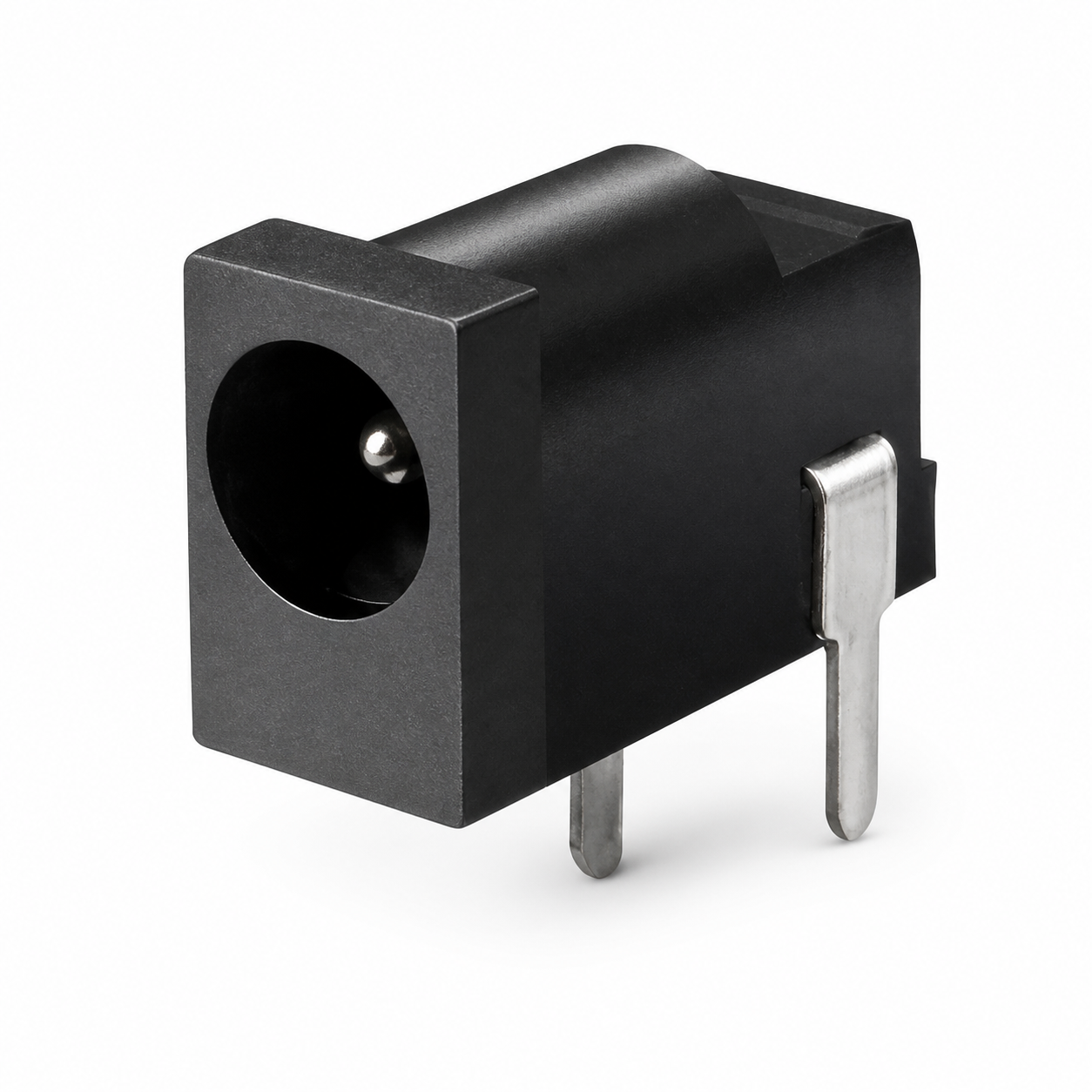 DC0020 right-angle PCB-mount DC power jack with three through-hole terminals DC0020 right-angle PCB-mount DC power jack with three through-hole terminals