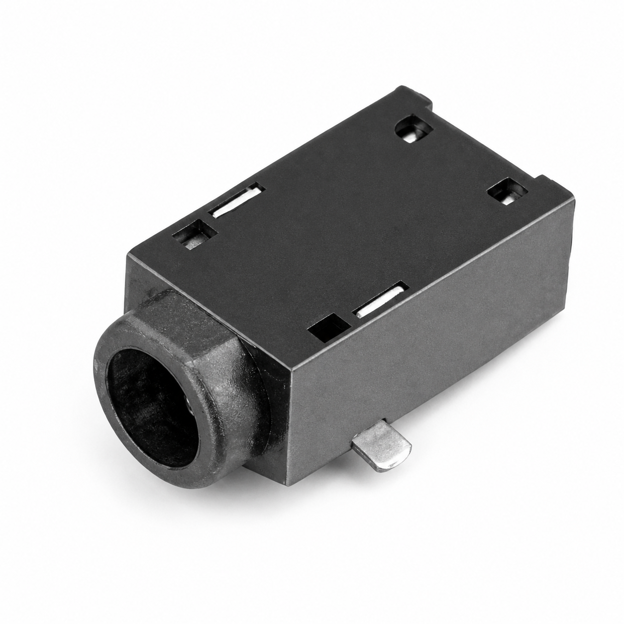 DC055A 3-pin switched SMD DC power jack for right-angle PCB mounting Panel-mount 3.5 mm audio jack socket (stereo) for PCB connections with metal mounting tabs