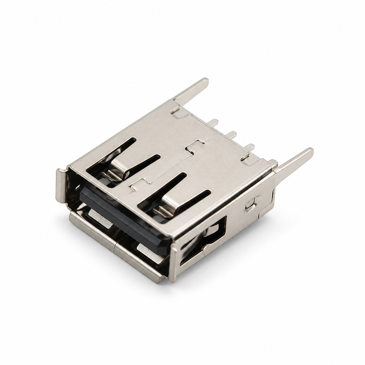 USB-AF-08A USB Type-A female 180-degree DIP receptacle with 13.7 mm straight pins USB-AF-08A USB Type-A female 180-degree DIP receptacle with 13.7 mm straight pins
