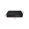Black digital set-top box with a green LED numeric display on the front; red dimension lines show 160 mm wide, 29 mm high, and 111 mm deep.
