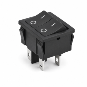GT606-GH0B2BB dual ON-OFF rocker switch with four blade terminals
